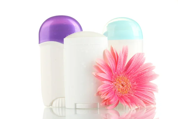 Дезодоранти з квіткою ізольовані на білому — стокове фото
