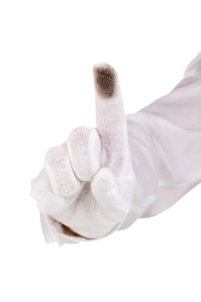 Auditor mão verificando limpeza isolada em branco — Fotografia de Stock