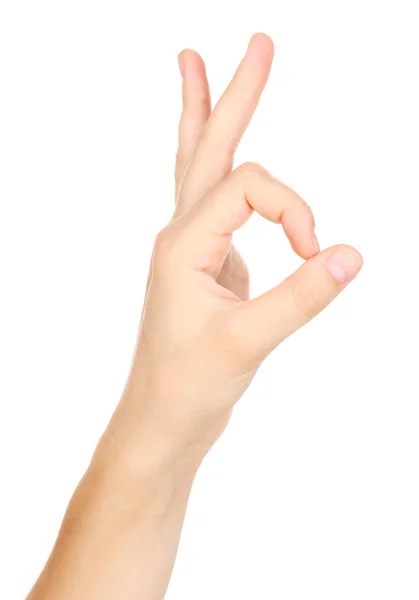 Hand making sign isolated on white — Stock Photo, Image