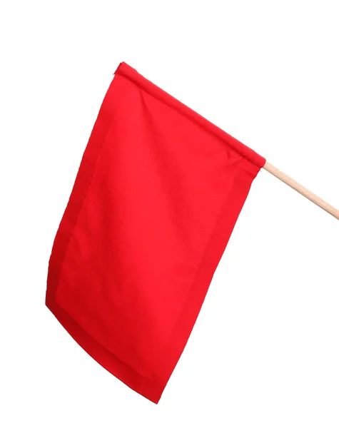 Bandeira de sinal vermelho isolada no branco — Fotografia de Stock