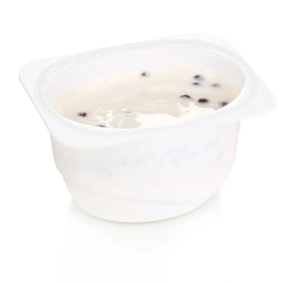 Iogurte isolado em branco — Fotografia de Stock