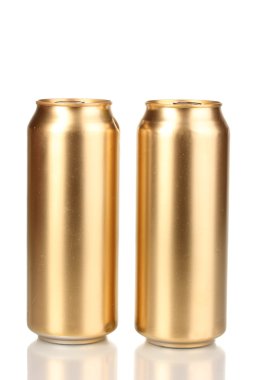 Golden cans isolated on white clipart