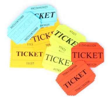 Colorful tickets isolated on white clipart