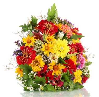 Bouquet of beautiful summer flowers, isolated on white clipart