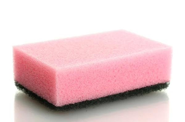 Esponja rosa isolado no branco — Fotografia de Stock