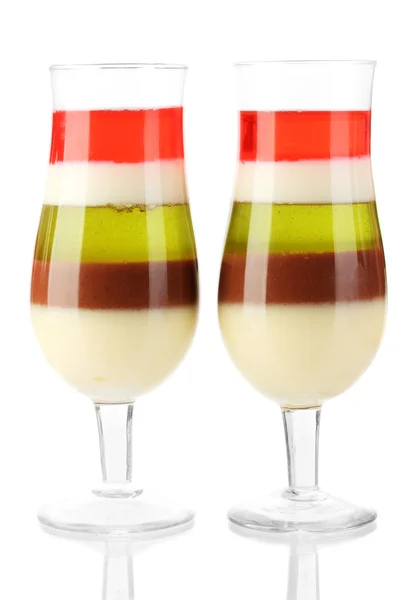 Fruit gelei in glazen geïsoleerd op wit — Stockfoto
