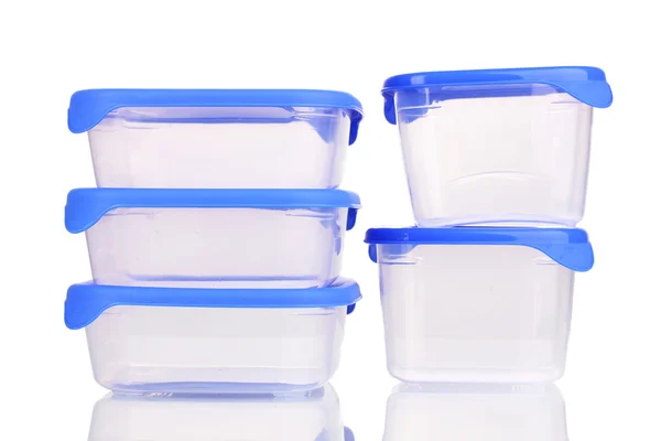 Plastic containers for food isolated on white — Stock Photo, Image