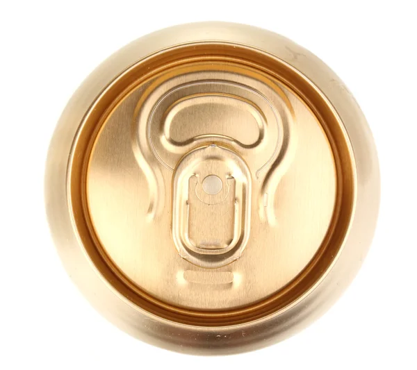 白で隔離される黄金缶 — ストック写真