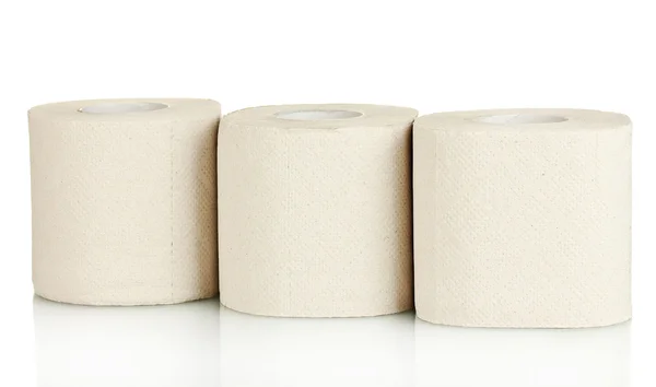 Рулони туалетного паперу ізольовані на білому — стокове фото