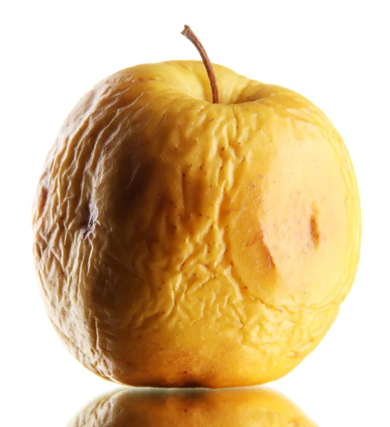 Gele apple als probleem huid concept, geïsoleerd op wit — Stockfoto