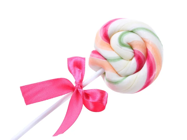 흰색 절연 활과 다채로운 롤리팝 — 스톡 사진