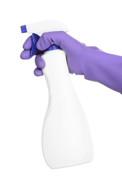 Spray do czyszczenia w ręku na białym tle — Zdjęcie stockowe