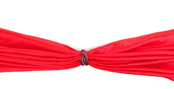 Red cloth tied with beads isolated on white — Stock Photo, Image