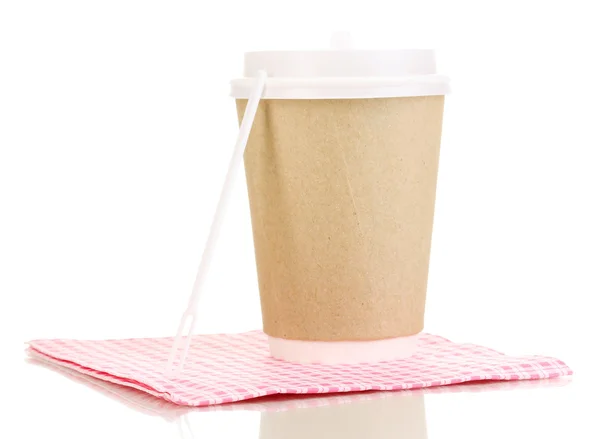 Papieren kopje koffie op witte geïsoleerd — Stockfoto