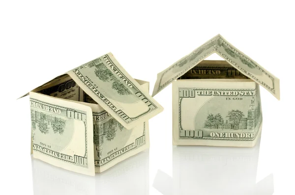 Dollar houses isolated on white background close-up — Stock Photo, Image