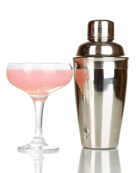 Smakelijke roze cocktail geïsoleerd op wit — Stockfoto