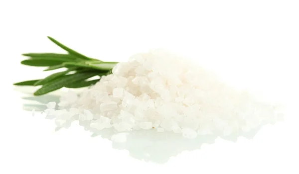 Sól z rozmarynem na białym tle — Zdjęcie stockowe