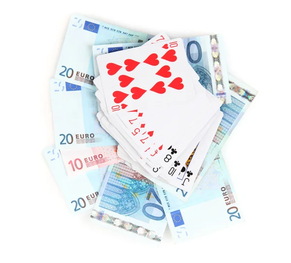 Euro i talia kart do gry na białym tle — Zdjęcie stockowe