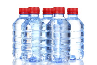 Plastic bottles of water isolated on white