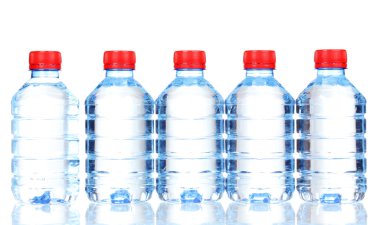 Plastic bottles of water isolated on white