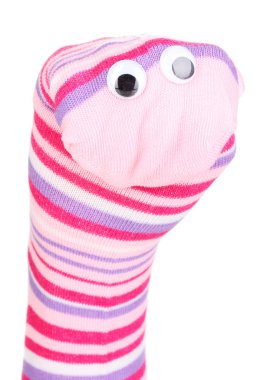 Cute sock puppet isolated on white clipart