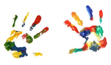Color hands print, isolated on white clipart