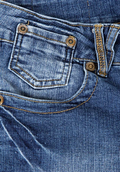 Blå jeans med pocket närbild — Stockfoto