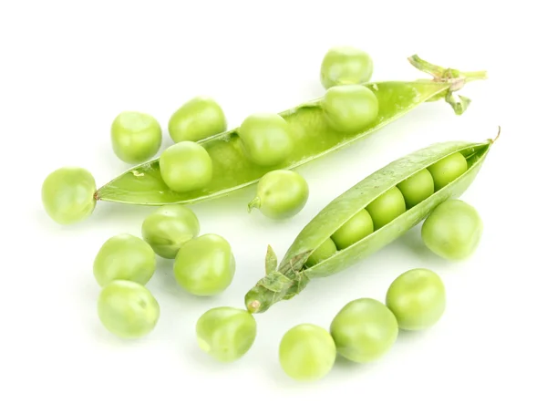 Beyazlar üzerinde yeşil bezelyeler — Stok fotoğraf