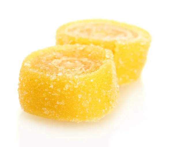 Caramelle gelatina gialla isolate su bianco — Foto Stock