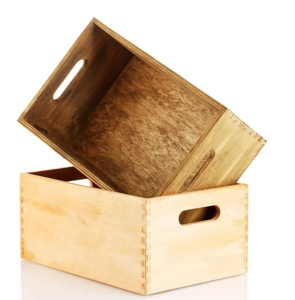 Cajas de madera vacías aisladas en blanco —  Fotos de Stock