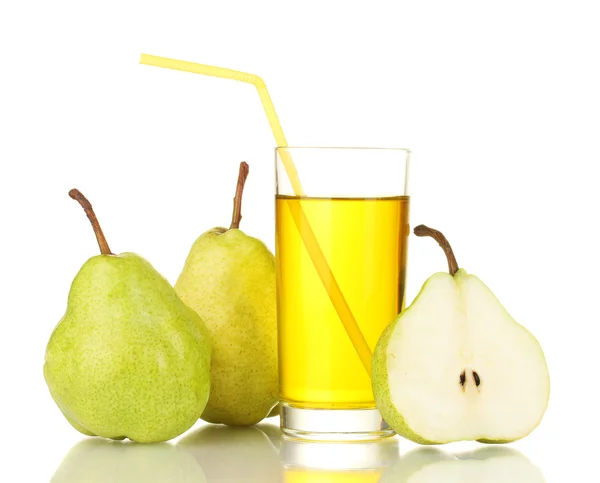 Päron juice i ett glas isolerade på vit — Stockfoto