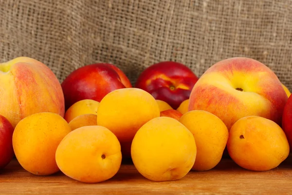 Ripe fruit on canvas background close-up — Stock Photo, Image