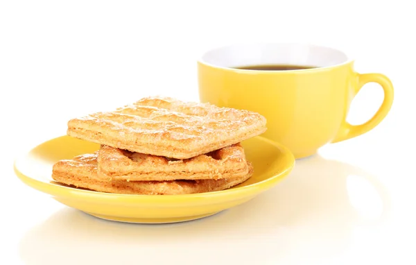 Tazza di caffè e biscotti isolati su bianco — Foto Stock