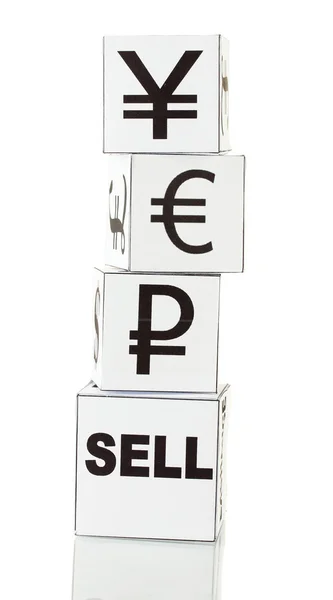 外国為替。白の背景に白のサイコロでの通貨 — ストック写真