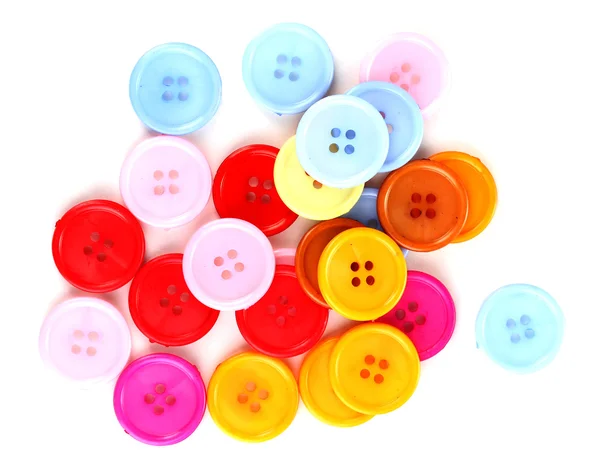 Beyazda izole edilmiş renkli dikiş düğmeleri — Stok fotoğraf