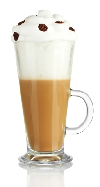 Taze kahve üzerine beyaz izole kokteyl bardak — Stok fotoğraf