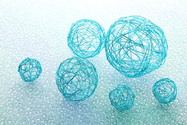 Belas bolas decorativas, no fundo azul — Fotografia de Stock