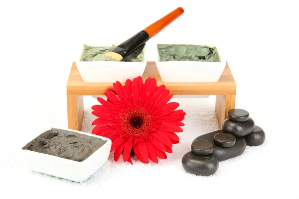Cosmetic clay for spa treatments on white background close-up — Stock Photo, Image