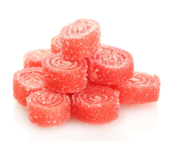 Caramelle gelatina rossa isolate su bianco — Foto Stock