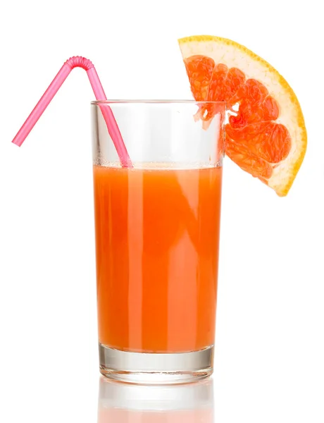 Glass of grapefruit juice isolated on white — Stock Photo, Image