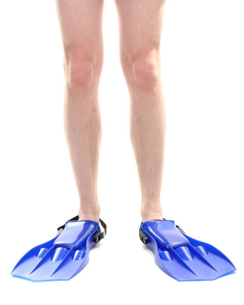 Man legs in flippers isolated on white — Stock Photo, Image