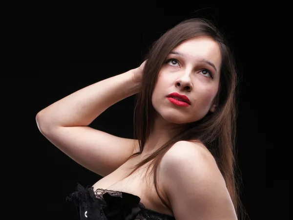 Ročník bruneta corselette i bílá — Stock fotografie