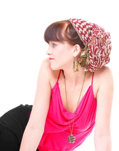 Žena v turbanu, samostatný — Stock fotografie