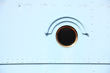 Ship window steel blue background clipart