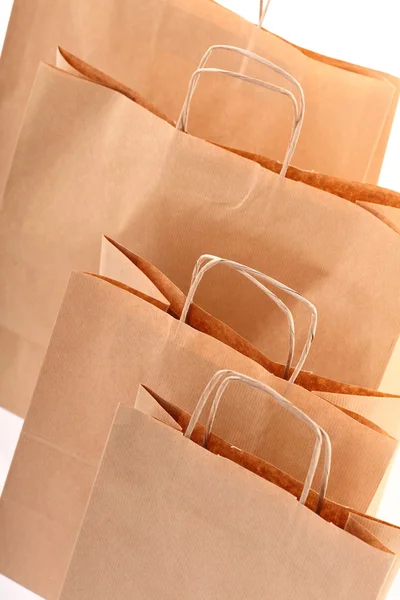 购物棕色礼品袋背景 — 图库照片