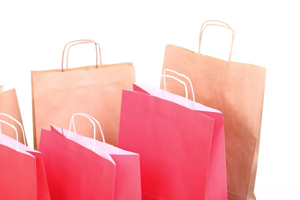 Shopping rosso eco regalo borse isolate — Foto Stock