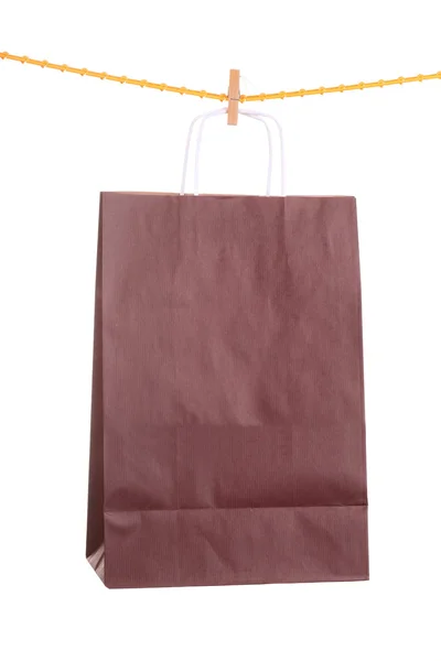 Compras sacos de presente marrom isolado — Fotografia de Stock
