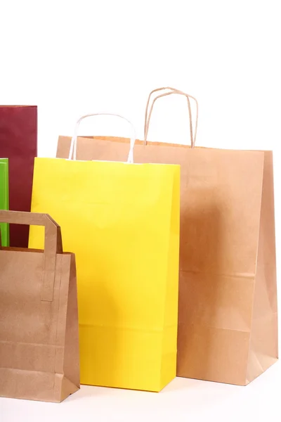 Shopping brun sacs-cadeaux fond — Photo
