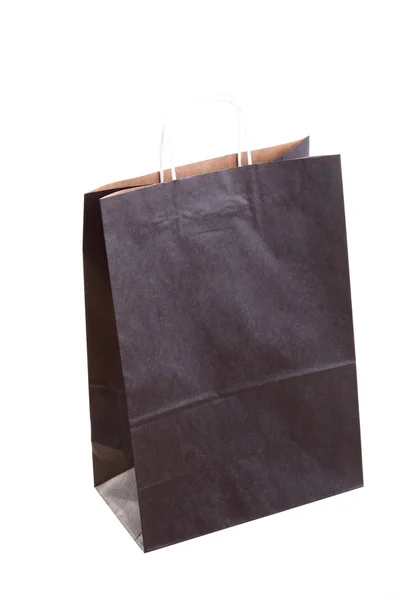 Siyah hediye çanta ve elma izole alışveriş — Stok fotoğraf