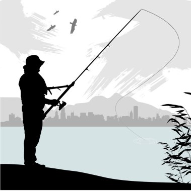 Fishing silhouette clipart